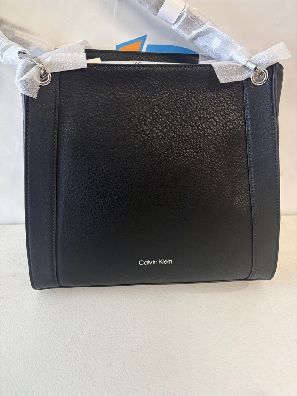 Calvin Klein Black Pebbled Leather Shoulder Tote - Picture 2 of 4